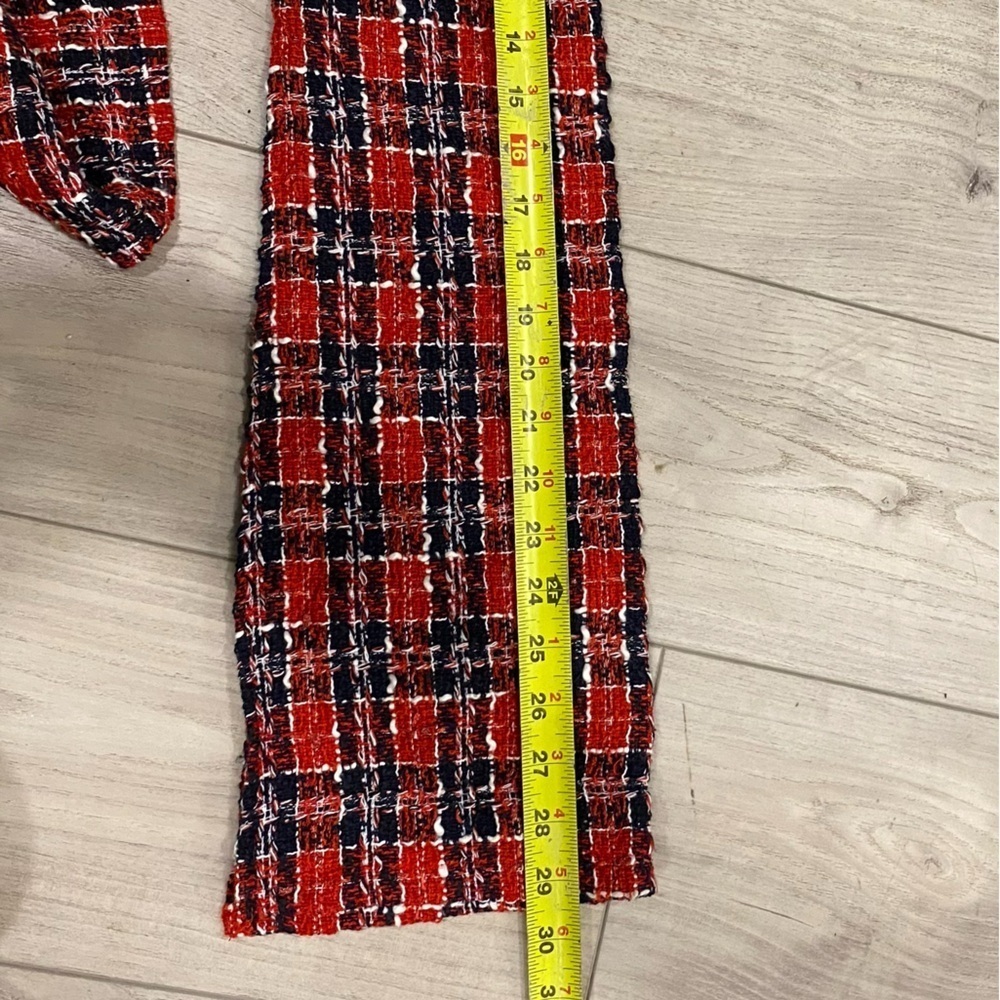 GLAMAKER‎ PLAID BACKLESS SPLIT SLEEVE TWEED BODYCON DRESS size SMALL - Picture 13 of 14